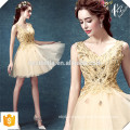 New Fashion Lady Golden Vestido de festa de Natal Elegant Slim Sexy Wedding Evening Party Mini vestido de ouro